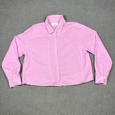 Xirena Button Down Womens S Beau Cotton Long Sleeve Oversized Pink Preppy picture