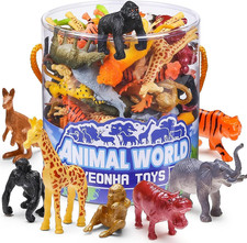 60 Piece Mini Zoo Animal Toy with Gift Box, Plastic Jungle Animal Figurines picture
