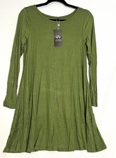 Women's Boutique Women's S Green Rayon Spandex Knit Stretch Tunic Round Neck picture