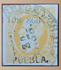 SM4)1866. puebla.MAXIMILIAN LITHOGRAPHED, 25 CENTS WITH DOUBLELINE SCOTT: 29 picture