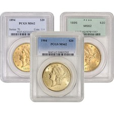 US Gold $20 Liberty Head Double Eagle - PCGS MS62 - Random Date and Label picture
