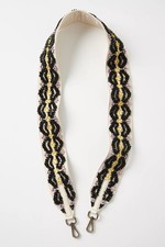 NWOT Anthropologie Geo Beaded Croosbody Strap Boho Festival Black Yellow White picture