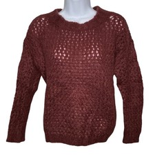 POMANDERE Womens Burgundy Mohair Knit Sweater Sz 40/6 Chunky Parisian Boho Luxe picture