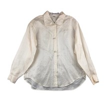 Joseph Abboud Womens Ivory 100% Silk Button Down Blouse Size 10 Italian Fabric picture
