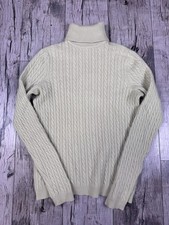 Charter Club Women 2 Ply Cashmere Cableknit Pullover Sweater S Green Mock Neck picture