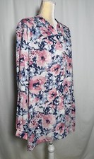 Allison Daley Women Tunic Blouse Shirt Top 2X Button Long Sleeve Watercolor $69 picture