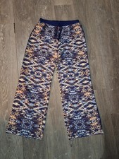 Parker NY 100% Silk Wide Leg Aztec Print Flowy Drape Vibrant Color  Boho Pant picture