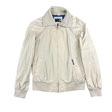 VTG 70s William Barry Bomber Jacket Men Beige Ribbed Trim Raglan Sleeve Full Zip picture