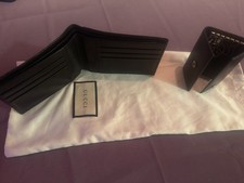Authentic GUCCI Men's Black Leather Bifold Wallet & Key Case Set picture