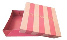 9 Vintage Victoria's Secret Gift Boxes Hot Pink Stripe 10 x 10 x 3 Unused NOS picture