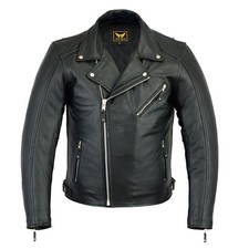 Mens Classic Bicker Cowhide Motorcycle Zip-Out Liner Leather Jacket Gun Pocket picture