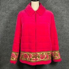 Vintage 60s Look of Valor Pink Velvet Ski Jacket Coat Tapestry Quilted M Mod Ski picture