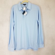 Brooks Brothers Polo Top Mens L Shirt Supima Cotton Long Sleeve Blue Casual NWT picture