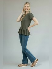 The Great Charcoal Grey Cotton Peplum Tee - Size 0 picture