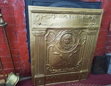 Antique Victorian Tin Fireplace Cover. Ornate with Cherub and Access Panel picture