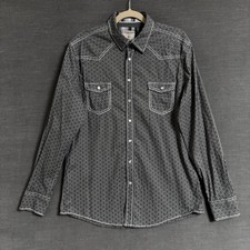 Panhandle Shirt L Slim Gray Pearl Snap Western Cowboy Rough Stock Riding Yoke picture