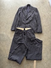 rare vintage 1940’s blue wool 2 piece men’s suit double breasted patch pocket picture