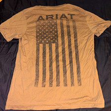 Ariat Men’s Brown USA Flag Logo Graphic Cotton Knit Crew T-Shirt L picture