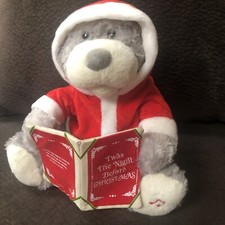 Cuddle Barn Story time Teddy ( Gray) Recites ‘Twas The Night Before Christmas  picture