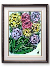 Original 9x12 Expressionist Colorful Roses Bouquet Painting Signed Art On Paper picture