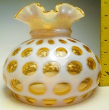 Fenton Gold & White Honeysuckle Opalescent Coin Dot Lamp Shade for 7” Fritter picture