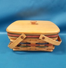 Small VTG Square Longaberger Lunch Basket No Liners 9 1/4 x 10 1/2 Square 1997 picture