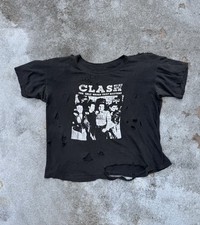 1970s The Clash Black Distressed Graphic T-Shirt 
