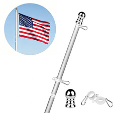 Tangle Free Spinning Flag Pole Aluminum 6FT Two Piece Design Durable Rust Free picture
