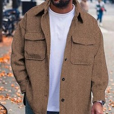Coat Men Polo Collar Top Men Fashion Work Clothes picture