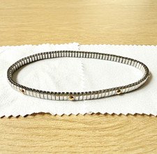 Vintage MILOR Italy Stainless Steel 18K Gold Dot Stretch Bracelet Unisex picture