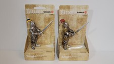 Schleich World of Knights BLUE & RED KNIGHT w SWORD 70001 & 70010 Foot Soldier picture