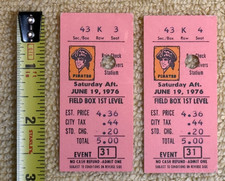 2 Vintage 1976 Pittsburgh Pirates Ticket Stubs - 06/19 Astros series picture