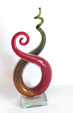 Vtg Murano Glassware Glass Pinstrip Twisted Swirl Art Glass Sculpture 12