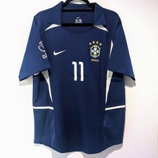 Brazil 2002 Ronaldinho Blue Away Retro Jersey Men's XL picture