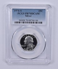 1976-S Washington Quarter Silver PR70 DCAM PCGS Blue Label picture