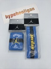 BNWT - VINTAGE Jordan Nike Headband Wristband SET - Carolina Blue Black Yellow picture