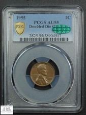 1955 Doubled Die Obverse DDO Die#1 Lincoln Wheat Copper Cent 1C PCGS AU 55 CAC picture