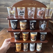 Bradford Exchange John Wayne Shot Glass Set W/Display Shelf - Set Of 17 picture