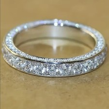 2 CT Round Cut Moissanite Full Eternity Wedding Band 14K White Gold Plated Ring picture