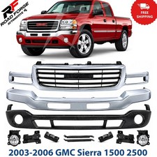 Front Bumper Chrome & Grille Kit For 2003-2006 GMC Sierra 1500 2500 picture