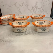 Temp-tations Old World Halloween 10oz Bakers Trays Lids Set of 4 Spiderweb Bats picture