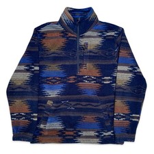 Billabong Adventure Division Aztec Fleece Pullover Mens M Blue 1/4 Zip Polyester picture