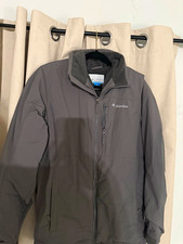 Columbia Men's S Gray Full Zip Fleece Lined Jacket Stand-Up Collar Logo picture