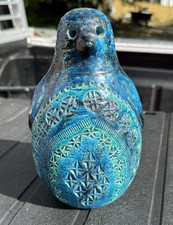 RARE VTG MCM 1960s Aldo Londi For Bitossi Ceramics Italy Penguin Rimini Blue LG picture