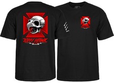 Powell Peralta BONES BRIGADE Tony Hawk CHICKEN SKULL Skateboard T Shirt BLACK picture