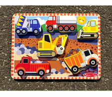 Melissa & Doug Wooden Construction Vehicles Peg Puzzle Board picture
