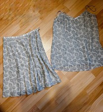 Vintage Calvin Klein Collection 90s Sheer Silk Print Skirt Cami Set 1994 S/S 6 picture