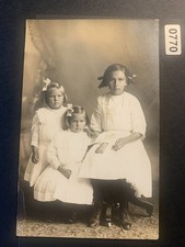 Vintage AZO Real Photo Postcard Three Young Girls Studio Portrait RPPC picture