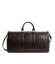 Genuine Leather Braided Woven Duffle Bag Handmade Luxury Travel Weekender picture