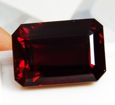 19 Ct Natural Emerald Cut AAA+++ Mozambique Red Dark Ruby Loose Gemstone  picture